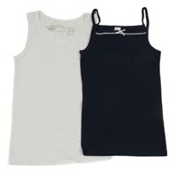 2x košilka - bílá + tmavomodrá