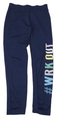 Tmavomodré sportovní legíny s nápisem Ergeenomix