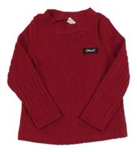 Tmavočervené žebrované úpletové triko s nášivkou Shein