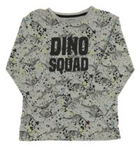 Šedé melírované skvrnité triko s kostrami dinosaurů Matalan