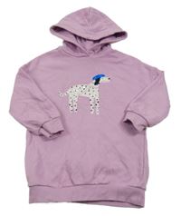 Levandulové teplákové šaty se psem z flitrů a kapucí M&S