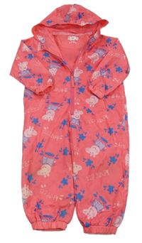 Tmavorůžová šusťáková jarní kombinéza s Peppou a kapucí