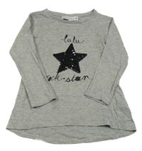 Šedá melírovaná tunika s hvězdou z flitrů