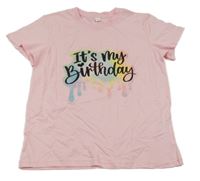 Růžové tričko s nápisem