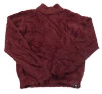 Vínový chlupatý svetr