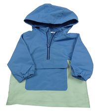 Modro-světlezelená šusťáková jarní bunda s kapucí Ergee