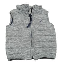 Tmavomodrá melírovaná tepláková zateplená vesta s výšivkou C&A