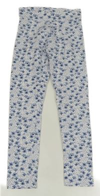 Bílé puntíkaté legíny s květinami Lupilu