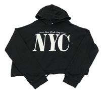 Černá crop mikina s nápisem a kapucí H&M