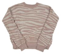 Pudrovo-starorůžový vzorovaný svetr Primark