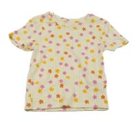 Béžové perforované květované tričko Primark