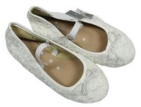 Nové - Bílé květované baleríny Primark vel. 33/34
