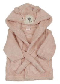 Růžový chlupatý župan s kapucí - medvěd Studio