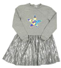 Šedo-stříbrné teplákovo/plisované šaty s hvězdou