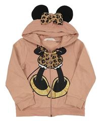 Starorůžová propínací mikina s Minnie a kapucí H&M