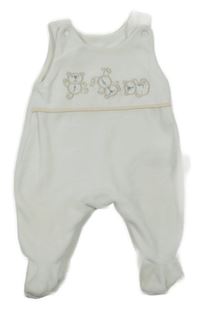 Smetanové sametové dupačky s medvědy Mothercare