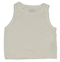 Smetanový žebrovaný crop top Primark