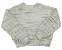 Bílo-modro-lila melírovaný vlněný svetr M&S