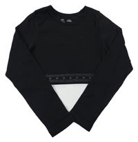 Černé žebrované sportovní crop triko F&F