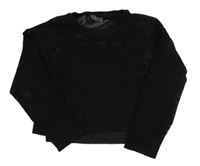 Černé síťované crop triko s všitým topem Primark