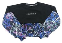 Černo-barevná crop mikina s logem Holyfield