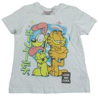 Bílé tričko s Garfieldem Nickelodeon