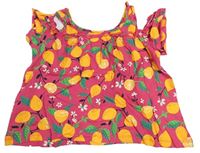 Růžový crop top s citrony C&A