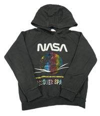 Tmavošedá mikina s Nasa a kapucí M&S
