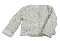 Bílo-barevná květovaná zateplená bunda 