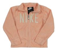 Světlerůžová plyšová propínací mikina s logem Nike