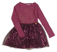 Tmavorůžové šaty s tylovou sukní - Frozen Disney