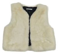 Smetanová kožešinová podšitá vesta 