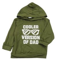 Khaki triko s nápisem a kapucí 