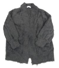 Tmavošedý třpytivý chlupatý svetrový cardigan Next