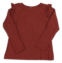 Vínové triko s volánky 