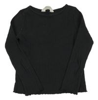 Tmavošedé žebrované triko H&M