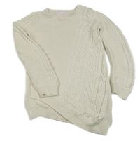 Smetanovo-zlatý melírovaný vzorovaný svetr 