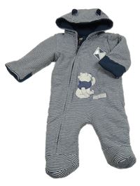 Tmavomodro-bílá zateplená tepláková kombinéza s Púem a kapucí George