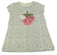 Bílo-khaki vzorovaná tunika s jahodou s flitry kids