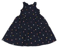 Tmavomodré šaty s barevnými puntíky H&M