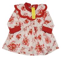 Nové - bílo-červené květované šaty s límcem Shein