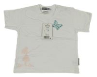 Nové - bílé tričko s motýlkem 