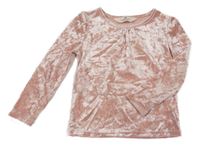 Světlerůžové sametové triko H&M