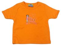 Oranžové tričko s dívkou a číslem