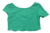Zelené pruhované crop tričko Shein