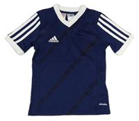 Tmavomodro-bílé sportovní tričko s logem Adidas