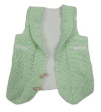 Světlezeleno-bílá pletená propínací vesta