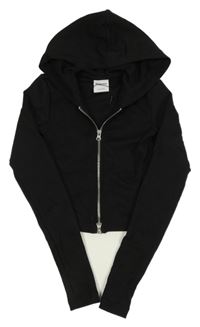 Černá propínací crop mikina s kapucí Bershka