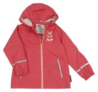 Fuchsiová voděodolná jarní bunda s motýlky a kapucí Lupilu