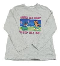 Světlešedé melírované triko s potiskem a nápisy - Lilo a Stitch Primark